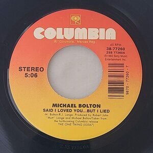 Michael Bolton Said I Loved You But I Lied / Soul Provider 45 RPM 7" Vinyl 1993